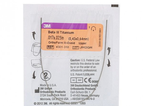 Дуга титано-молибденовая Unitek Beta III (ТМА) .019x.025  НЧ  ФIII 3М